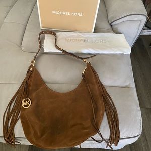 Michael Kora Suede Fringe Purse